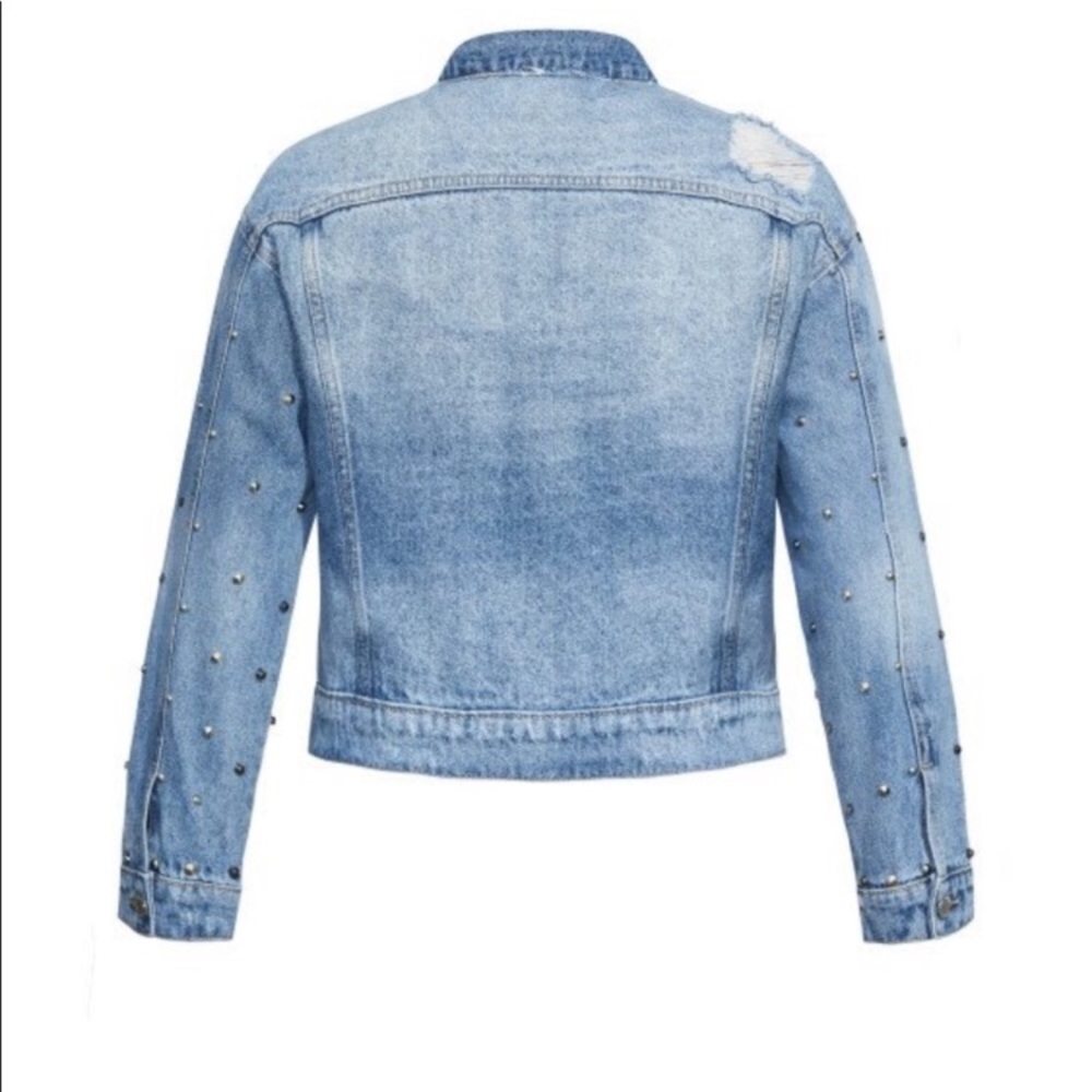 City Chic Distressed Stud Denim Jacket - Picture 4 of 8